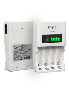 DMK Power 4pcs AA* 4pcs AAA Ni-MH High Capacity Rechargeable Batteries and TC-Q4 AAA AA 4Slot Independent Intelligent Quick LCD Charger for Ni-MH/Ni-CD Rechargeable Batteries with 3pin UK Plug Cable  - Image 2