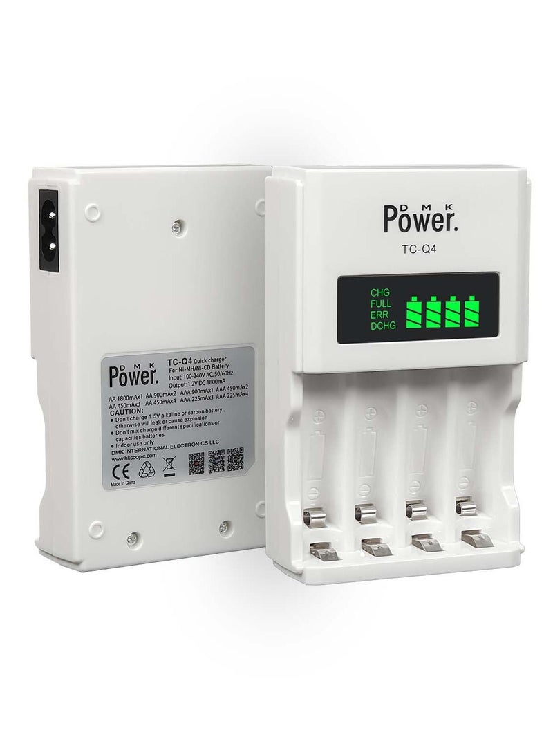 DMK Power 4pcs AA* 4pcs AAA Ni-MH High Capacity Rechargeable Batteries and TC-Q4 AAA AA 4Slot Independent Intelligent Quick LCD Charger for Ni-MH/Ni-CD Rechargeable Batteries with 3pin UK Plug Cable - Image 2
