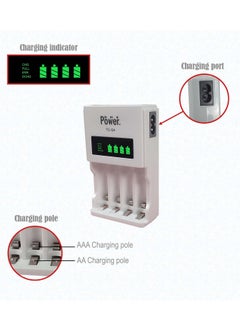 DMK Power 4pcs AA* 4pcs AAA Ni-MH High Capacity Rechargeable Batteries and TC-Q4 AAA AA 4Slot Independent Intelligent Quick LCD Charger for Ni-MH/Ni-CD Rechargeable Batteries with 3pin UK Plug Cable  - Image 3