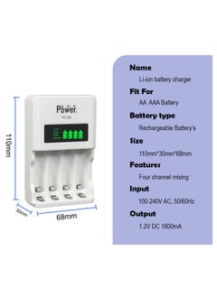 DMK Power 4pcs AA* 4pcs AAA Ni-MH High Capacity Rechargeable Batteries and TC-Q4 AAA AA 4Slot Independent Intelligent Quick LCD Charger for Ni-MH/Ni-CD Rechargeable Batteries with 3pin UK Plug Cable  - Image 4
