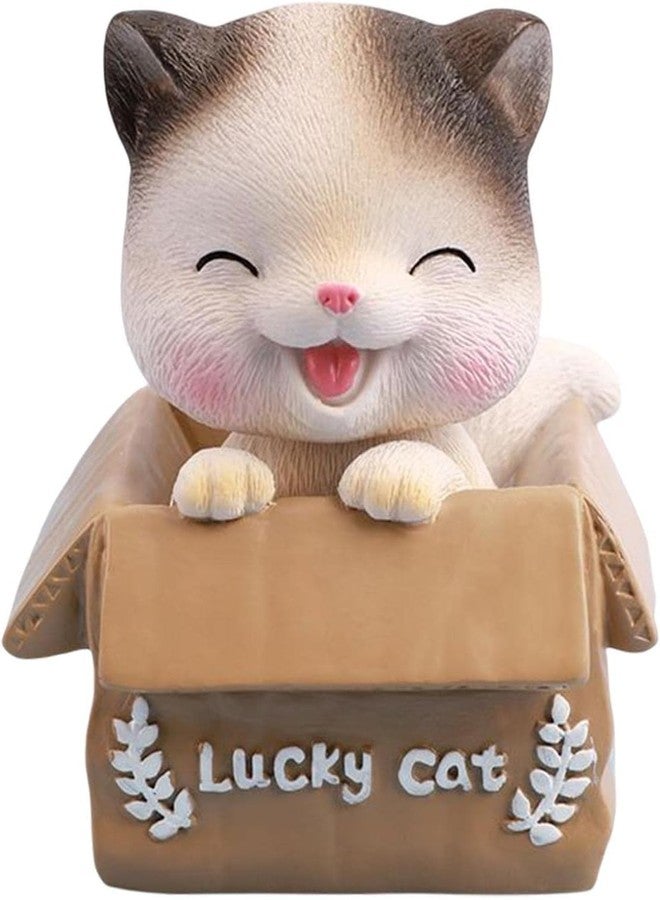 TCKW UDee Lucky Cat Dashboard Ornament - Adorable Bobblehead Cat Figurine, Shaking Head Dashboard Cat Decoration, Cute Cartoon Dancing Cat for Car, Home, Office Desktop Decor (White-Clocse Eye) - Image 5