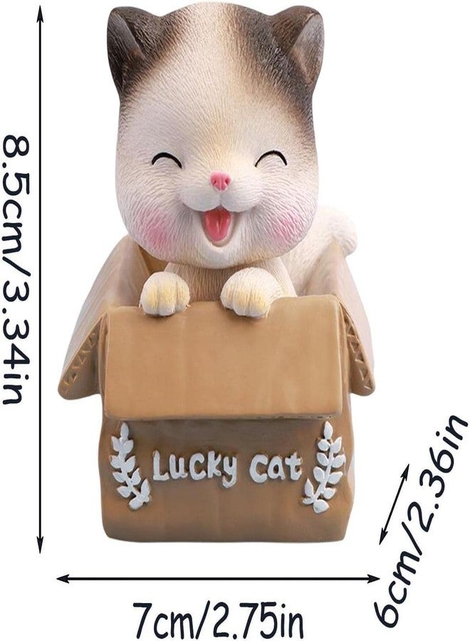 TCKW UDee Lucky Cat Dashboard Ornament - Adorable Bobblehead Cat Figurine, Shaking Head Dashboard Cat Decoration, Cute Cartoon Dancing Cat for Car, Home, Office Desktop Decor (White-Clocse Eye) - Image 4
