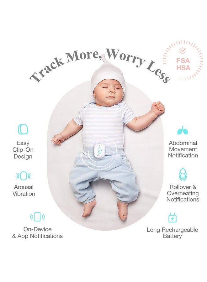 Sense-U Pro Baby Movement Monitor with Arousal Vibration, Movement/Rollover/Overheating Alerts, Audible & App Notifications, Easy Clip-On Design, Smart Sleep Monitor, FSA/HSA Eligible - Image 1