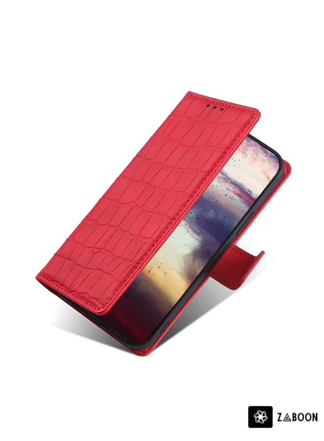 Zaboon Protective Case For Infinix Hot 20 4G Skin Feel Crocodile Magnetic Clasp Leather - Image 4