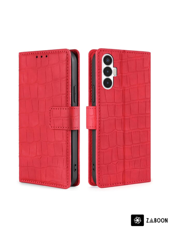 Zaboon Protective Case For Infinix Hot 20 4G Skin Feel Crocodile Magnetic Clasp Leather - Image 1