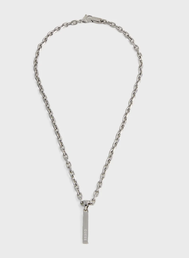 GUESS Juxn03001Jwstt/U Logo Plate Necklace