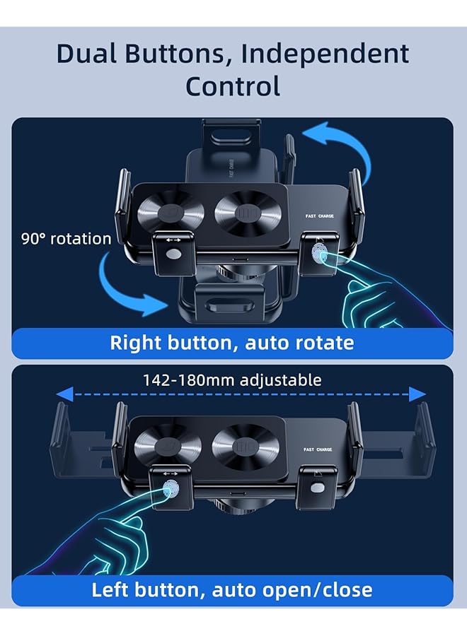 KASTWAVE Wireless Car Charger Mount, Rotatable [Dual Coils] Fast Charging Phone Holder, For Samsung Galaxy Z Fold 5/4/3/2, Air Vent And Dashboard Cell Phone Mount For Galaxy Z Fold/Apple Accessories - Image 3