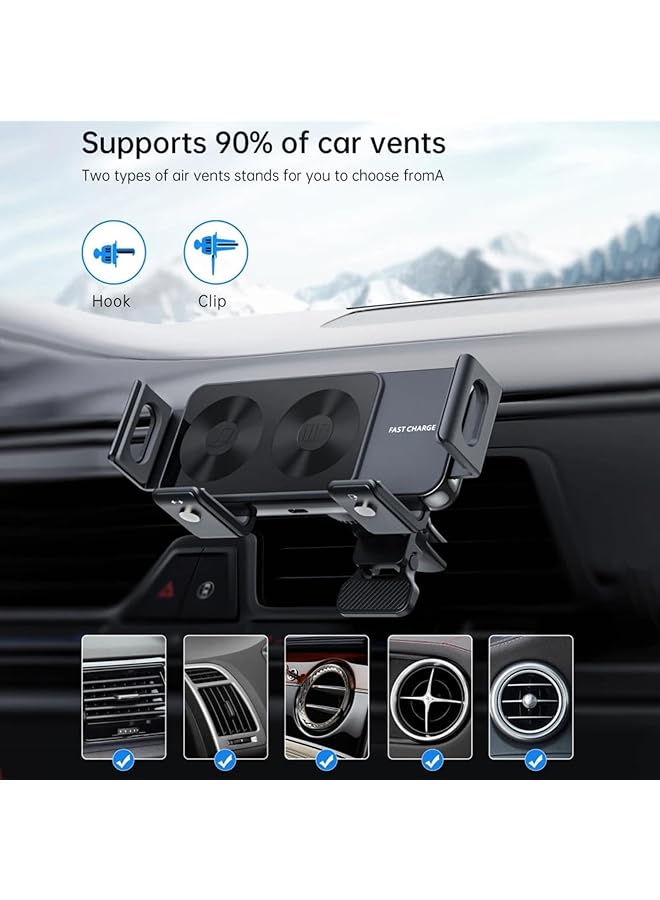 KASTWAVE Wireless Car Charger Mount, Rotatable [Dual Coils] Fast Charging Phone Holder, For Samsung Galaxy Z Fold 5/4/3/2, Air Vent And Dashboard Cell Phone Mount For Galaxy Z Fold/Apple Accessories - Image 5