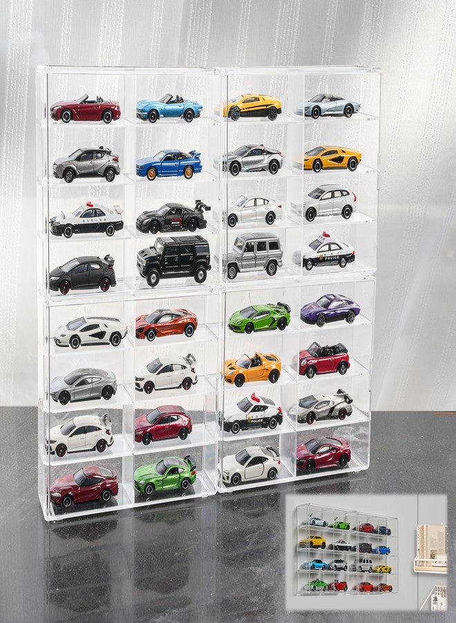 KASTUN Display Case for 32 Hot Wheels,Matchbox Cars,Display Case Wall Mount,Transparent Storage Case for 1/64 Diecast Cars,Wall Hanging,Stackable,Clear,Dustproof - Image 1