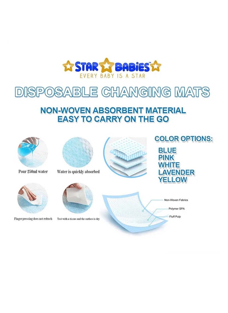STAR BABiES Star Babies - Combo Pack of 2- Disposable Changing Mat Pack of 24 with Breast Pad (20 Pcs) - Blue  - Image 3