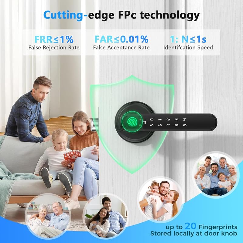 HEI LIANG Fingerprint Smart Door Lever,Keyless Entry Door Handle with App Control&Auto Lock,Minimalist Digital Lock with Hidden Keyhole for Bedroom,Home Office or Airbnb Hosts,Black - Image 5
