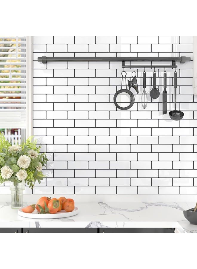 Wallderful Peel and Stick Backsplash Tile Sticker for Kitchen Bathroom 3D White Subway Tile 12"x12" Peel and Stick Tile Waterproof Stick on Tile Wall Tile for Shower Renter Friendly Backsplash - Image 1