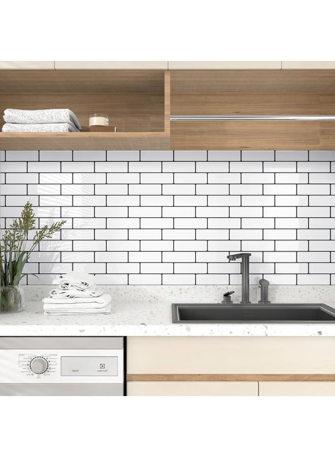 Wallderful Peel and Stick Backsplash Tile Sticker for Kitchen Bathroom 3D White Subway Tile 12"x12" Peel and Stick Tile Waterproof Stick on Tile Wall Tile for Shower Renter Friendly Backsplash - Image 3
