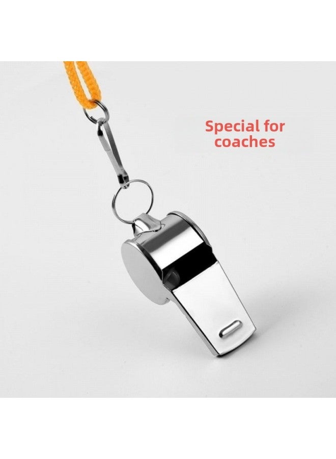 Generic Whistle Metal Whistle Referee Sports Rescue Escape Outdoor Rescue High Frequency Fire Fighting Field Training Whistle-Color:Wear-resistant And Durable [2 + 2 Ropes] Large Volume And High Penetration - Special For Coach [treble Whistle + Sound When Blown] - Image 3