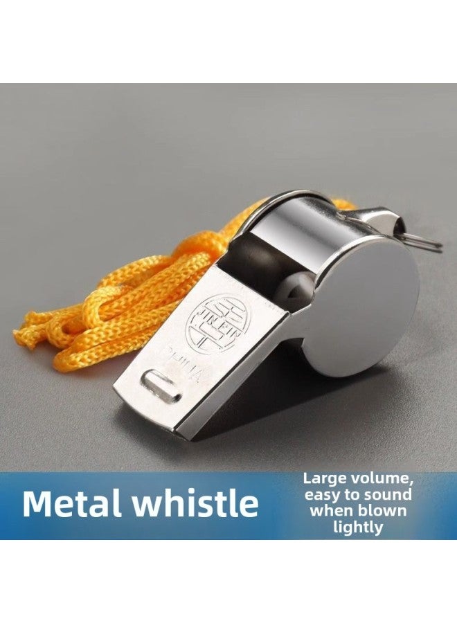Generic Whistle Metal Whistle Referee Sports Rescue Escape Outdoor Rescue High Frequency Fire Fighting Field Training Whistle-Color:Wear-resistant And Durable [2 + 2 Ropes] Large Volume And High Penetration - Special For Coach [treble Whistle + Sound When Blown] - Image 2