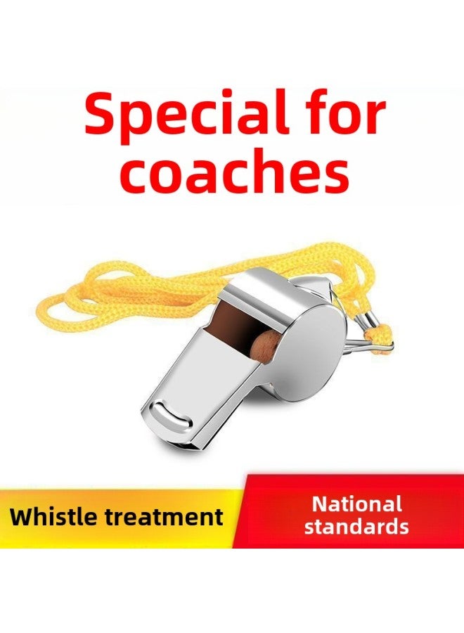 Generic Whistle Metal Whistle Referee Sports Rescue Escape Outdoor Rescue High Frequency Fire Fighting Field Training Whistle-Color:Wear-resistant And Durable [2 + 2 Ropes] Large Volume And High Penetration - Special For Coach [treble Whistle + Sound When Blown] - Image 4