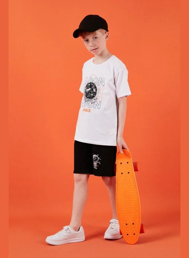 Lela Lela Cotton Regular Fit Crew Neck Shorts Bottom-Top Set Boy SET 6212008