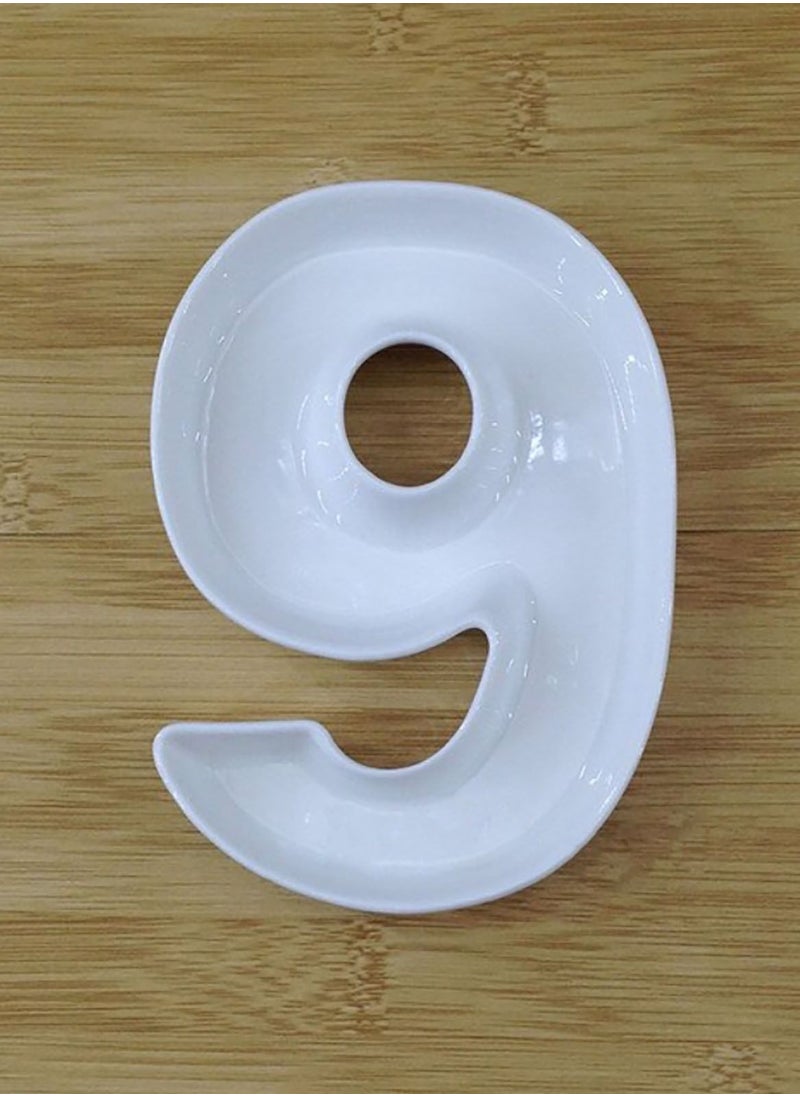 Generic White Decorative Ceramic Number 9 Dish  - Image 1