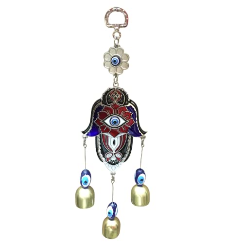 GJ Hand Evil Eye Nazar Battu with 3 Bells Hanging for Home Car and Office, Multicolor - Image 5
