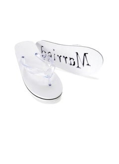 Generic Women's "Just Married" White Flip Flops  - Image 3