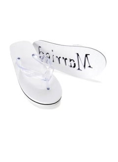 Generic Women's "Just Married" White Flip Flops  - Image 1