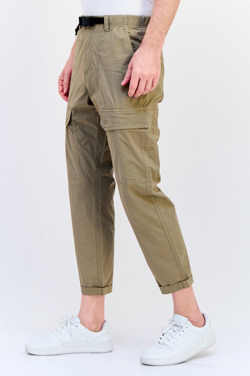 Celio Men Regular Fit Solid Cargo Pants, Taupe  - Image 4