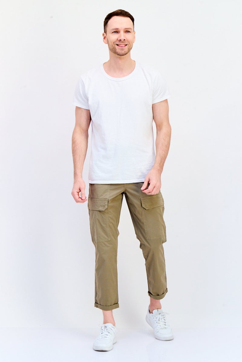 Celio Men Regular Fit Solid Cargo Pants, Taupe  - Image 3