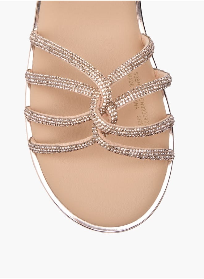Celeste - Girl's Embellished Sandals with Hook and Loop Closure - Image 1