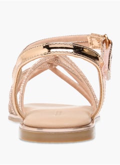 Celeste Girl's Embellished Sandals with Hook and Loop Closure  - Image 4