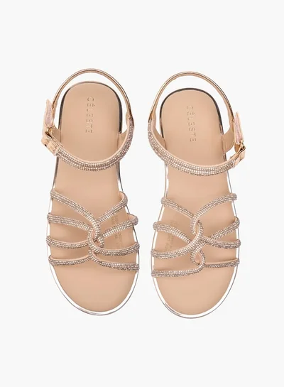 Celeste Girl's Embellished Sandals with Hook and Loop Closure