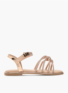 Celeste Girl's Embellished Sandals with Hook and Loop Closure  - Image 2