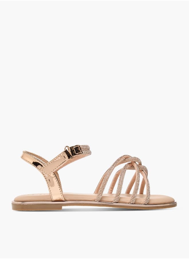 Celeste - Girl's Embellished Sandals with Hook and Loop Closure - Image 1