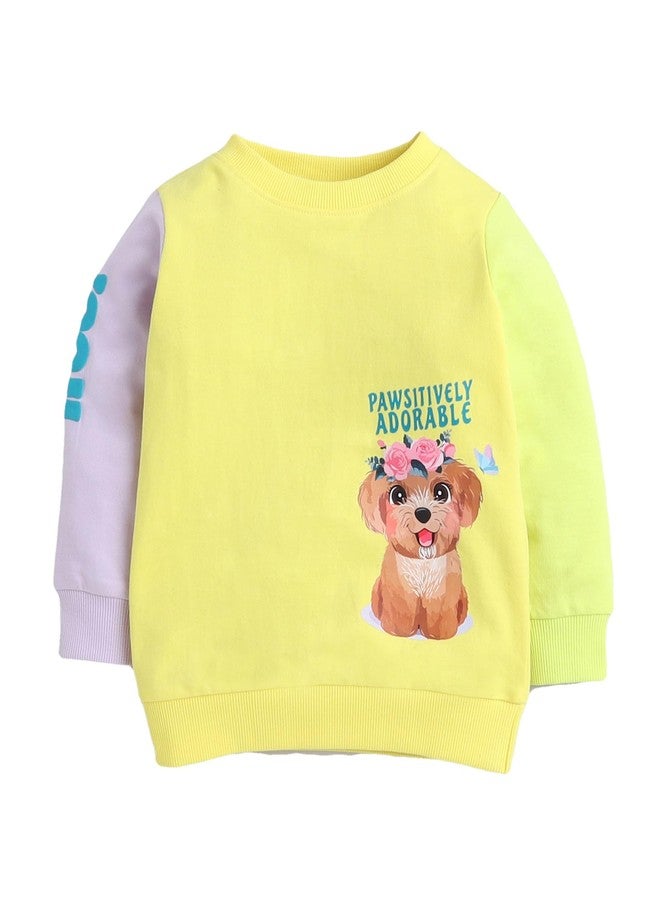 BUMZEE Yellow Girls Full Sleeves Cotton Sweatshirt Age - 12-18 Months (Peb9691D-ylw) - Image 1