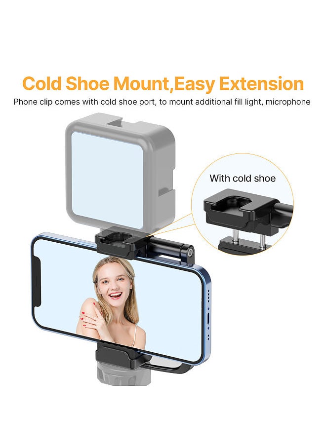 Ulanzi - Ulanzi ST-30 Phone Clip & Flip Mirror Kit Aluminum Alloy Phone Holder Phone Tripod Mount with Selfie Mirror Cold Shoe Mount for Smartphone Vlog Selfie Live Streaming Video Recording - Image 1
