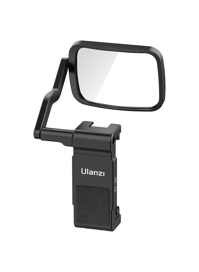 Ulanzi - Ulanzi ST-30 Phone Clip & Flip Mirror Kit Aluminum Alloy Phone Holder Phone Tripod Mount with Selfie Mirror Cold Shoe Mount for Smartphone Vlog Selfie Live Streaming Video Recording - Image 1