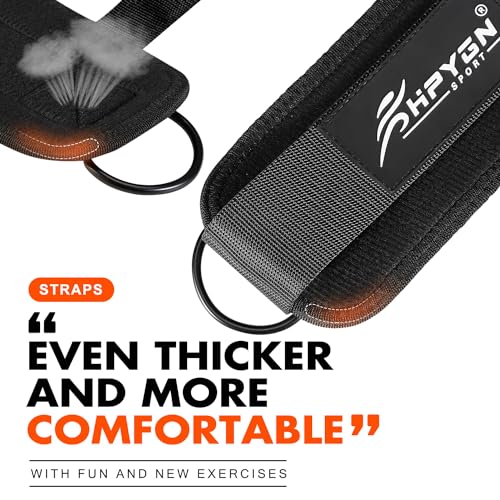 HPYGN Ankle Cuffs for Cable Machine, Gym Kickback Strap for Glute Leg Workouts, Booty Hip Abductors Exercise, Adjustable Padded Ankle Straps for Cable Machine, Home Gym Attachment for Women & Men - Image 2