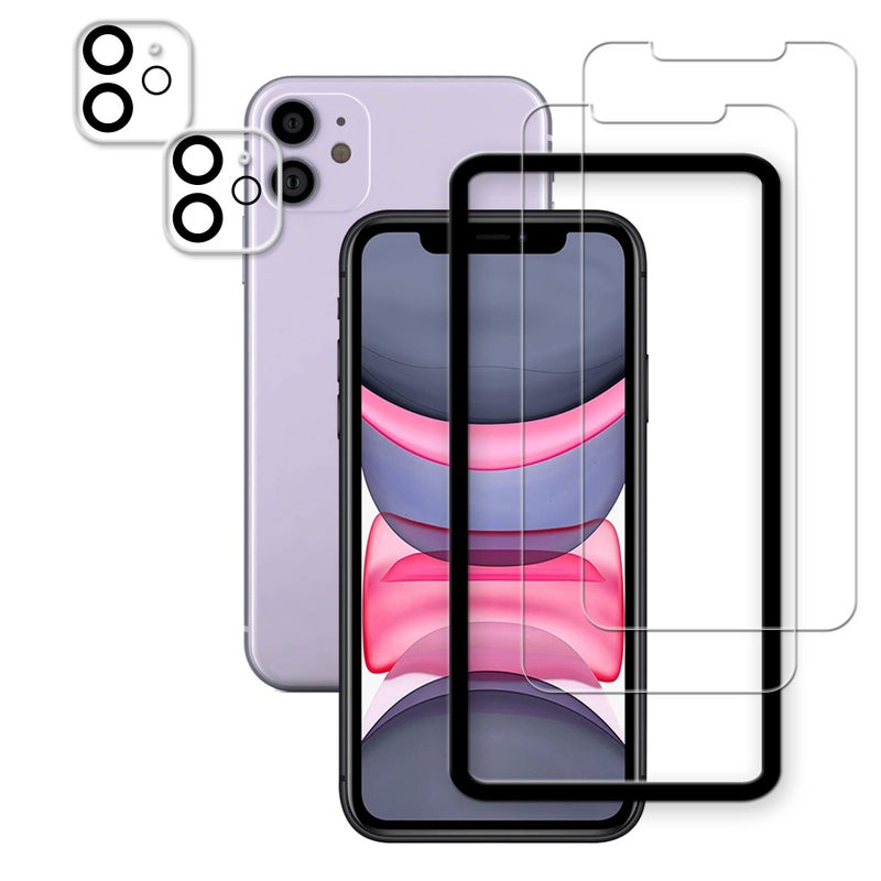 HKKAIS Easy Alignment Frame Designed For iPhone 11 Tempered Glass Screen Protector 2Pack Camera Lens Protector Film 2Pack - Image 3