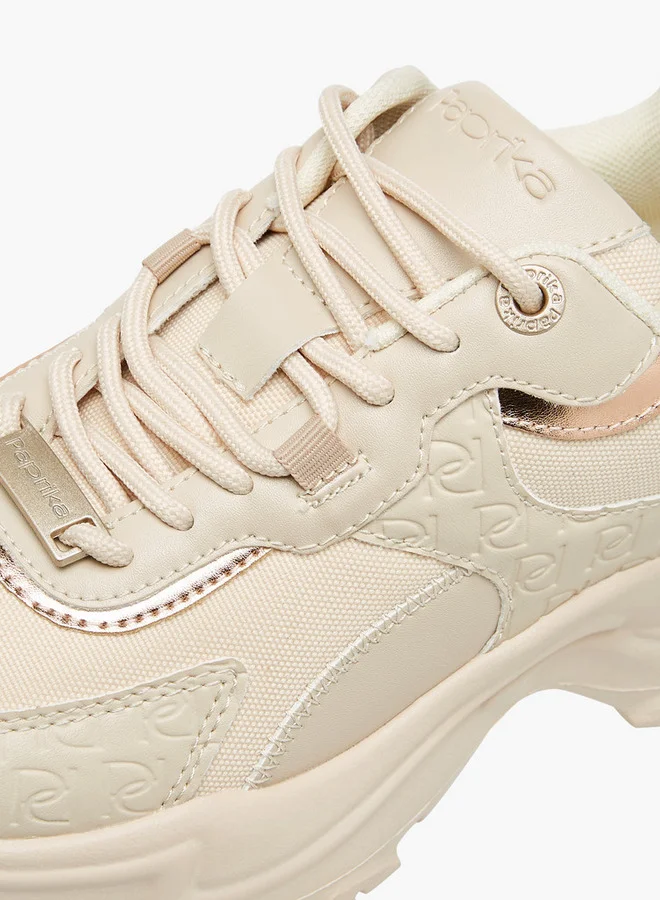 Paprika Monogram Embossed Sneakers with Lace-Up Closure