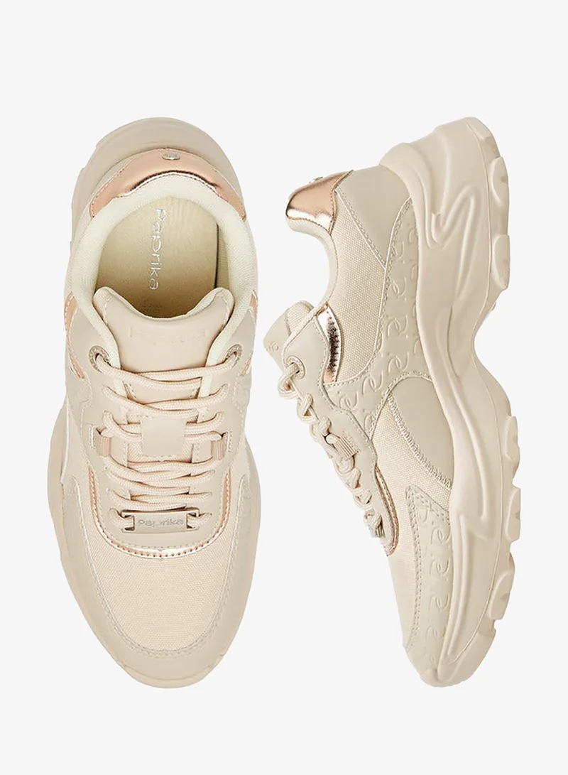 Paprika Monogram Embossed Sneakers with Lace-Up Closure