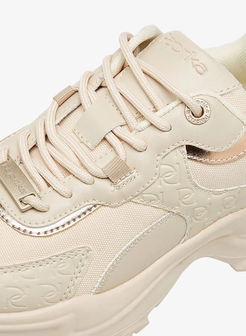 Paprika Monogram Embossed Sneakers with Lace-Up Closure