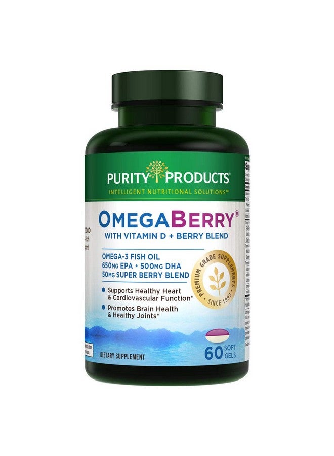 Purity Products Omegaberry Fish Oil With Vitamin D3 And Organic Acai 1250Mg Concentrated Molecularly Distilled Ultra Pure Omega3 Fish Oil 500Mg Dha + 650Mg Epa 60 Soft Gels 30 Day Supply From - Image 1