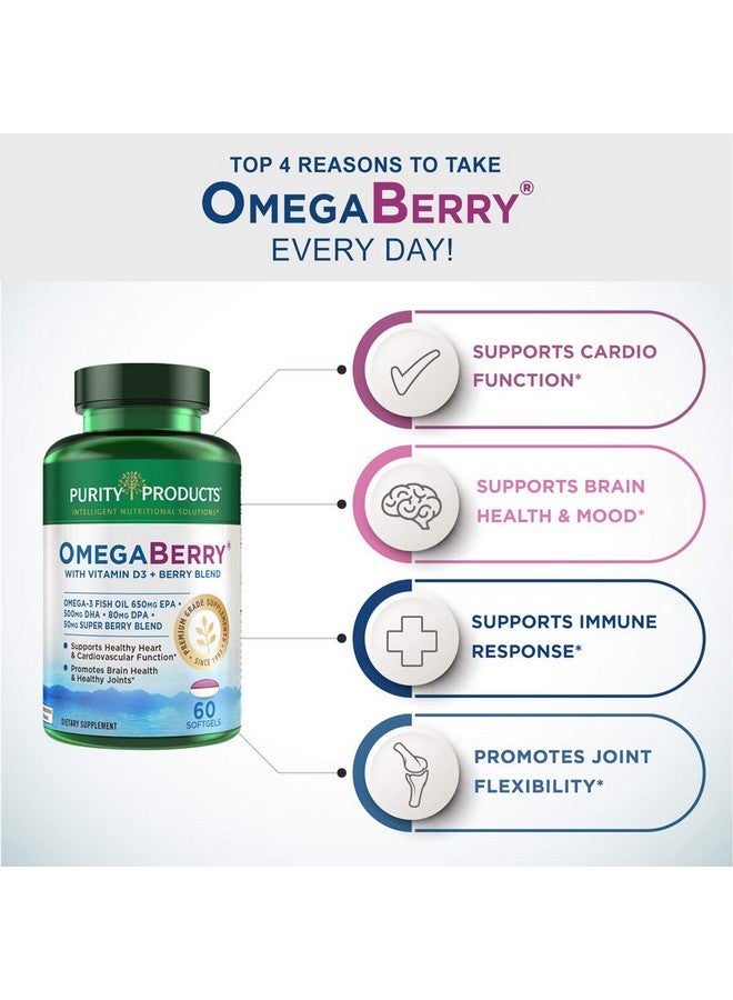 Purity Products Omegaberry Fish Oil With Vitamin D3 And Organic Acai 1250Mg Concentrated Molecularly Distilled Ultra Pure Omega3 Fish Oil 500Mg Dha + 650Mg Epa 60 Soft Gels 30 Day Supply From - Image 3