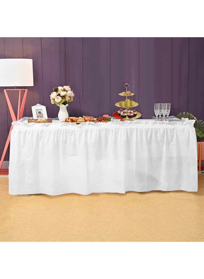 Disposable Plastic Tablecloth Table Skirt Waterproof Ins Style Dessert Table Decoration Children's Birthday Wedding Party Hotel-Color:White Table Skirt + Tablecloth-Specifications:Table Skirt + Tablecloth Set  - Image 1