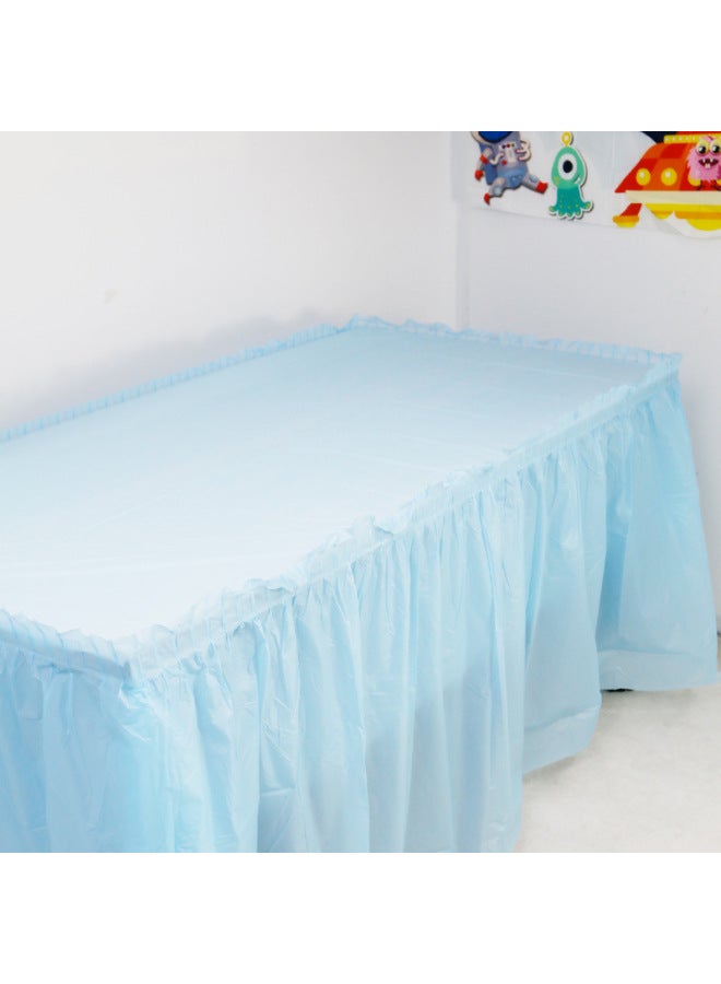 Disposable Plastic Tablecloth Table Skirt Waterproof Ins Style Dessert Table Decoration Children's Birthday Wedding Party Hotel-Color:White Table Skirt + Tablecloth-Specifications:Table Skirt + Tablecloth Set  - Image 2