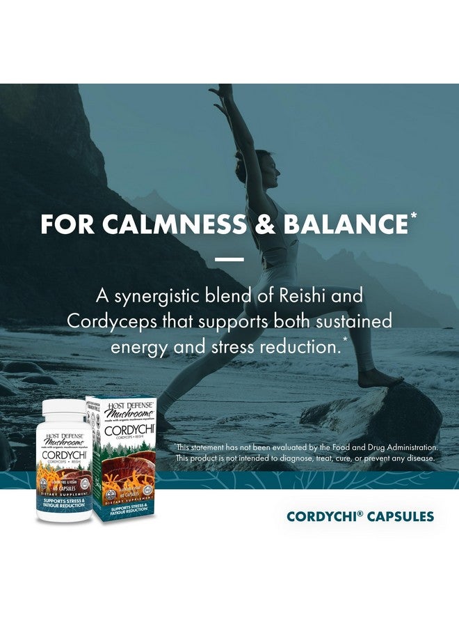 Host Defense CordyChi Capsules - Energy & Immune Support Supplement - Cordyceps & Reishi Mushroom Supplement for Relaxation & Respiratory Support - Aids Against Tiredness - 60 Capsules (30 Servings)* - Image 3