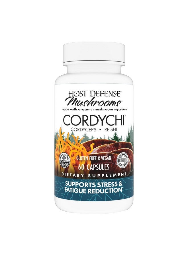 Host Defense CordyChi Capsules - Energy & Immune Support Supplement - Cordyceps & Reishi Mushroom Supplement for Relaxation & Respiratory Support - Aids Against Tiredness - 60 Capsules (30 Servings)* - Image 1