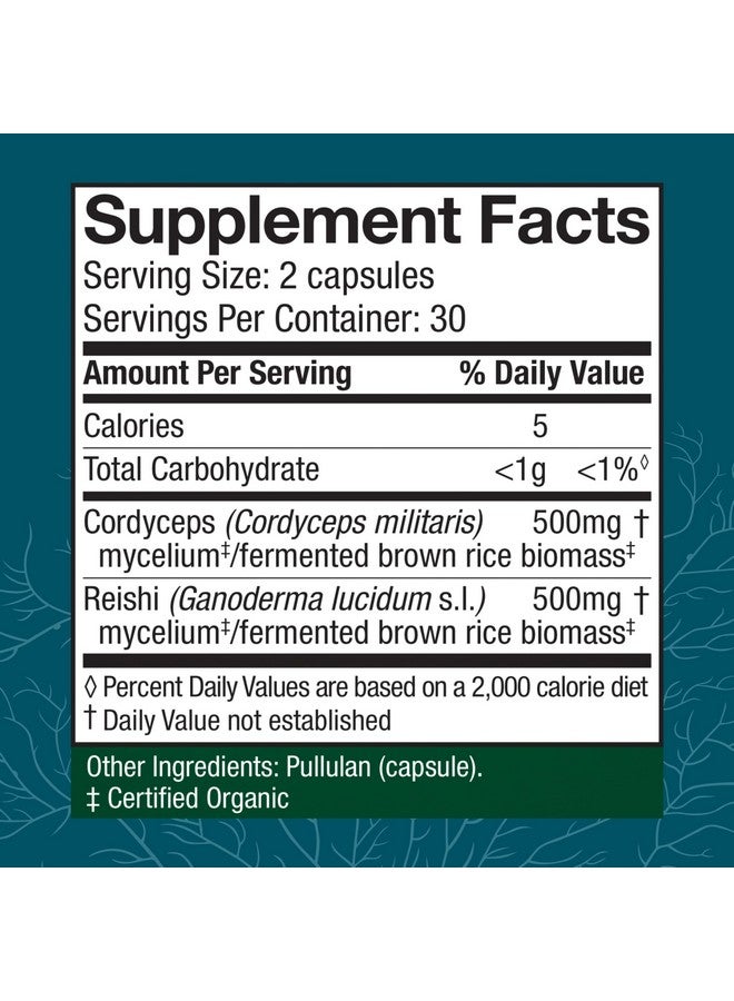 Host Defense CordyChi Capsules - Energy & Immune Support Supplement - Cordyceps & Reishi Mushroom Supplement for Relaxation & Respiratory Support - Aids Against Tiredness - 60 Capsules (30 Servings)* - Image 2