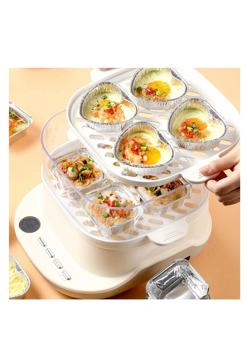 SYOSI صواني ألمنيوم صواني قوالب صغيرة قابلة للتصرف صواني بدون غطاء للكعك والخبز والمافن بشكل قلب ومربع ومستدير حاويات طعام محمولة (60 حزمة) - Image 4