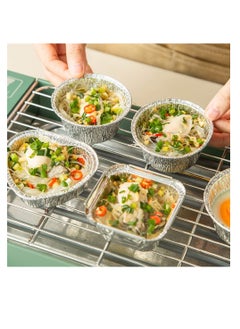 SYOSI Foil Trays Foil Containers Mini Disposable Tins Trays Without Lids for Cakes Bread and Muffins in Aluminium Foil Trays Heart Shape Square Round Portable Food Containers (60 Pack)  - Image 5
