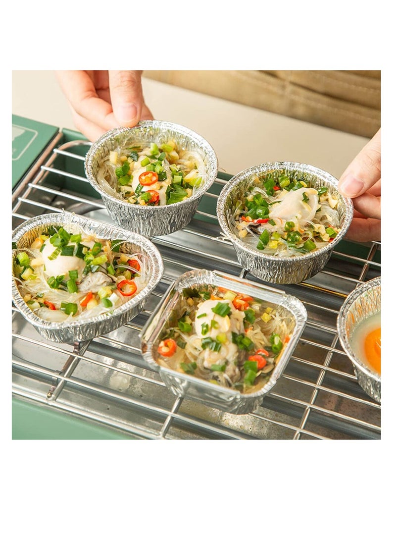 SYOSI صواني ألمنيوم صواني قوالب صغيرة قابلة للتصرف صواني بدون غطاء للكعك والخبز والمافن بشكل قلب ومربع ومستدير حاويات طعام محمولة (60 حزمة) - Image 5